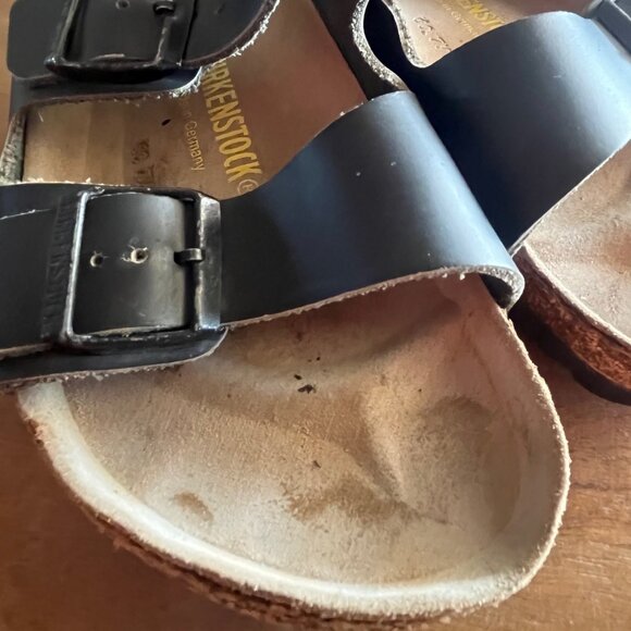 Birkenstock‎ Arizona 39 Black Soft Leather With Heel Strap *Worn See photos - Picture 4 of 11